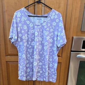 Woman Within Lavender Floral Short Sleeve Top